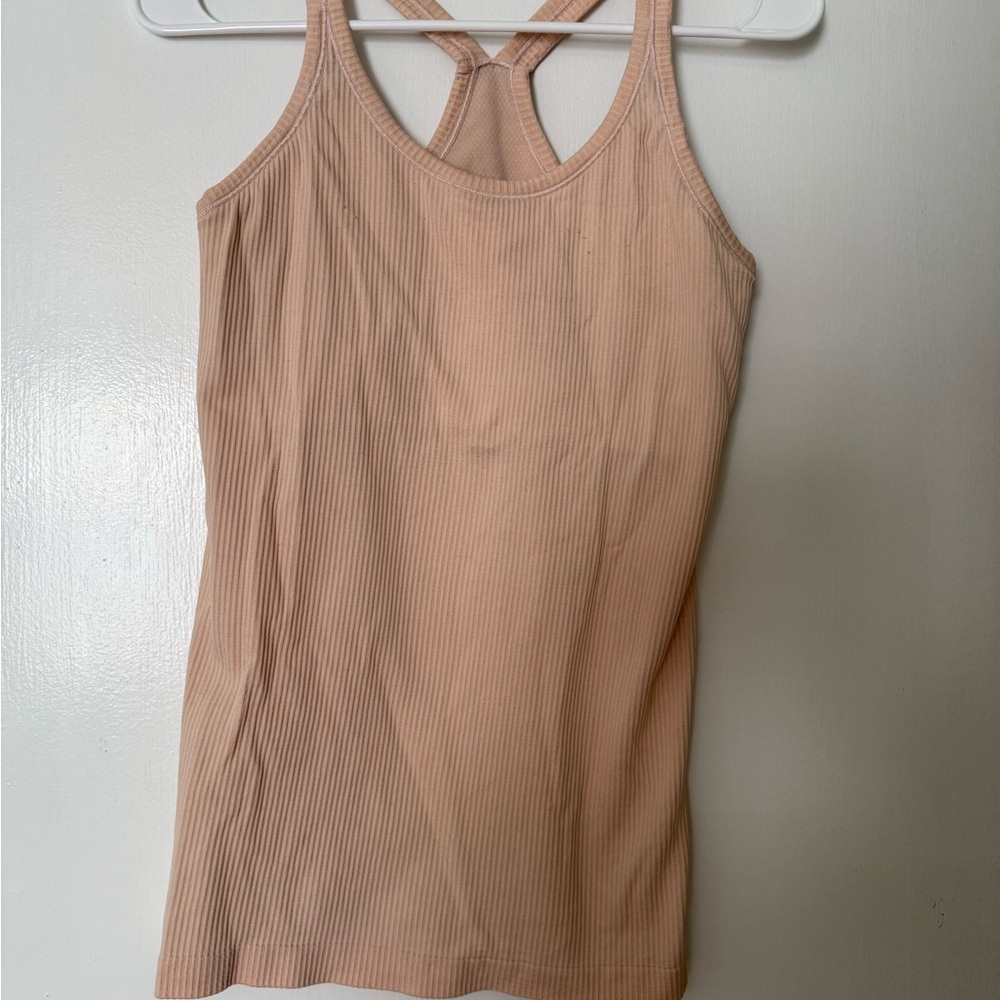 Lululemon Athletica Tan Sleeveless Fitted racer back Tank Top